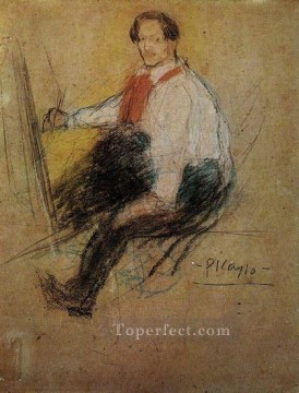パブロ・ピカソ Painting - 自画像「Yotude」1901年 パブロ・ピカソ